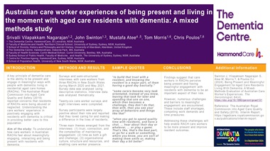 Australian care worker experiences of being present and living in the moment with aged care residents with dementia: A mixed methods study